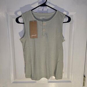 Goumi Kids Tank Top Sage Green Sleeveless Button‎ Up 10Y-12Y Casual